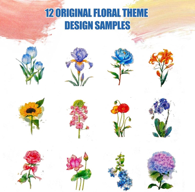 DPDPPL Watercolor Workbook, Water Coloring Book with 13 Pages 300GSM Paper, 26 Colors Watercolor Paint Set with Brush & Storage Bag, Beginner-Friendly Coloring Book for Adults - Flowers Theme Art Kit - Image 5